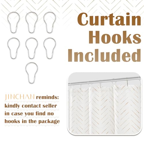 jinchan Small Stall Taupe and White Shower Curtain 36x72 Inches Inky Herringbone Chevron Zig Zag Waterproof Fabric Modern Farmhouse Shower Curtains for Bathroom with 7 Hooks - color: Inky Taupe, size: 36"W x 72"L (Pack of 1)
