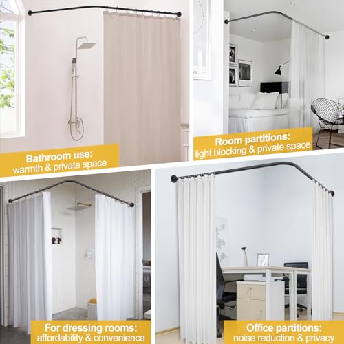 Corner Shower Curtain Rod, 30"-51.2" x 30"-51.2" Adjustable L Shaped Shower Curtain Rod, Industrial Shower Pole Wall Mounted for Bathroom,Closet,Room Divider,Outdoor Patio, Black