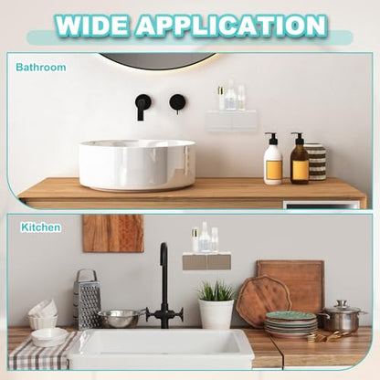 uxcell Soap Holder, 10 x 3.94 x 2 Inches Double Grid Wall Mounted No Drill Soap Dish for Shower, Bathroom & Kitchen - Self Draining Design Keeps Soap Dry (Khaki) - color: Khaki