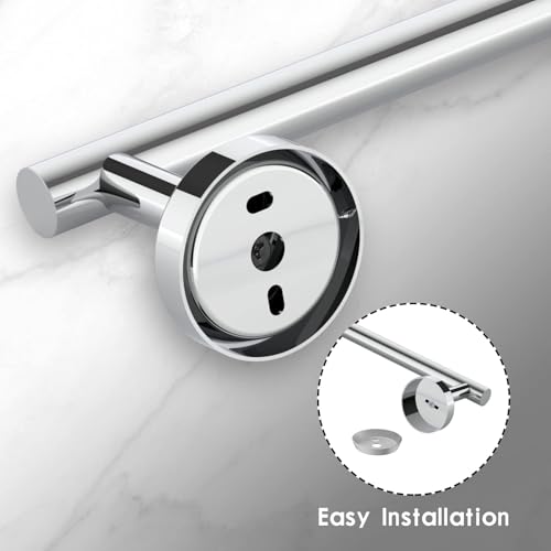 Newfun 10-Pieces Polished Chrome Bathroom Hardware Set 24 Inch | Includes 24 Inch Towel Racks for Bathroom Wall Mounted, Toilet Paper Holder, Towel Hooks, Towel Rings for Bathroom Wall - color: Polished Chrome-ring