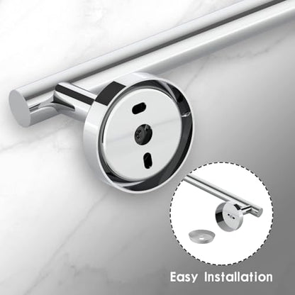 Newfun 10-Pieces Polished Chrome Bathroom Hardware Set 24 Inch | Includes 24 Inch Towel Racks for Bathroom Wall Mounted, Toilet Paper Holder, Towel Hooks, Towel Rings for Bathroom Wall - color: Polished Chrome-ring