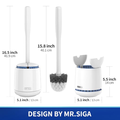 MR.SIGA Toilet Bowl Brush and Holder, Sturdy Long Handle, White, 12 Pack - color: White, size: One Size (Pack of 12)