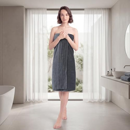 ecolook Soft Bath Towels 2 Pack, 100% Cotton Ultra Absorbent & Quick-Drying | Luxury Lightweight with Hanging Loop, Grey towels for Bathroom Shower Gym Travel - color: Dark Gray