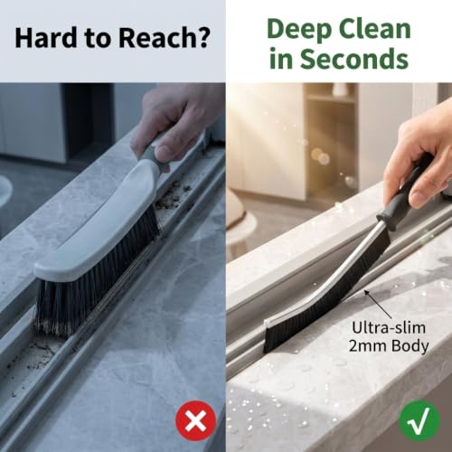 3 Pack Crevice Deep Cleaning Gap Brush | 20mm Long Hard Bristles & 25° Curved Slim Head,Non-Scratch for Tile, Stove, Car Vents & Narrow Gaps, with Hanging Hole