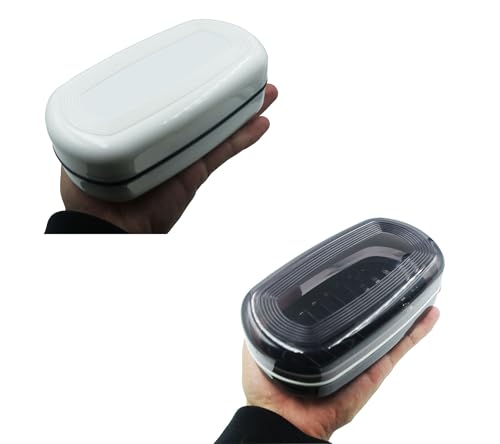 2 Pack Travel Soap Case Holder,Portable Soap Box with Draining Layer for Shower,Bathroom,Camping,Hiking,Gym (Black and White)-Large - color: 2 Pack Black and White Soap Case Large