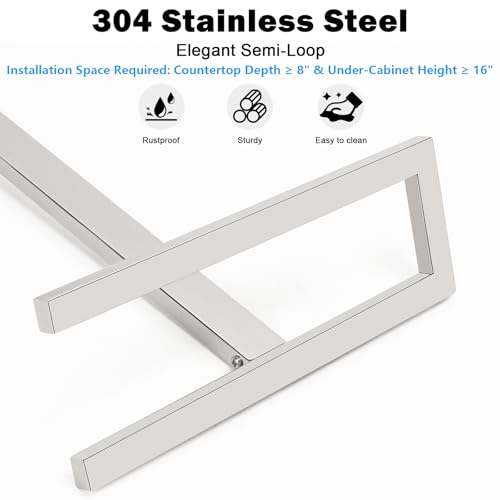 Livabber Standing Hand Towel Holder, 304 Stainless Steel Hand Towel Rack Stand with Heavy Marble Base, Bath Accessories, Towel Ring for Bathroom Kitchen Countertop, 14 Inch (Chrome) - color: Chrome