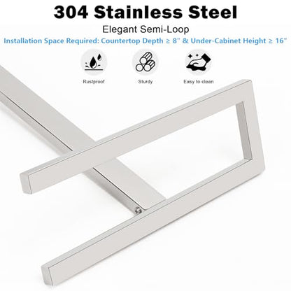 Livabber Standing Hand Towel Holder, 304 Stainless Steel Hand Towel Rack Stand with Heavy Marble Base, Bath Accessories, Towel Ring for Bathroom Kitchen Countertop, 14 Inch (Chrome) - color: Chrome