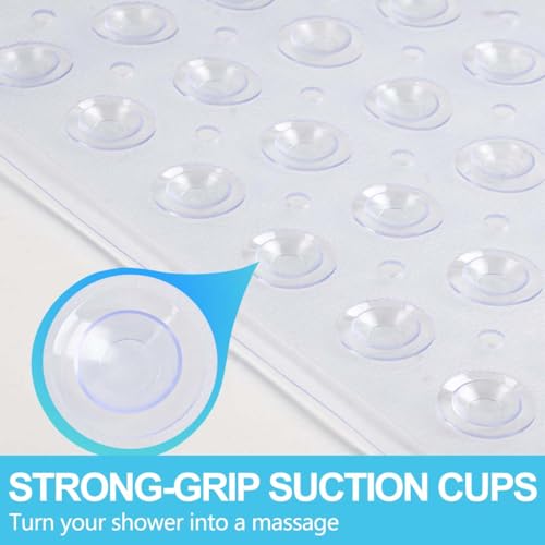 21 x 21 Inch Shower Stall Mat Non Slip, Square Bath Mat for Stand Up Showers with Suction Cups and Drainage Holes, Machine Washable, Clear