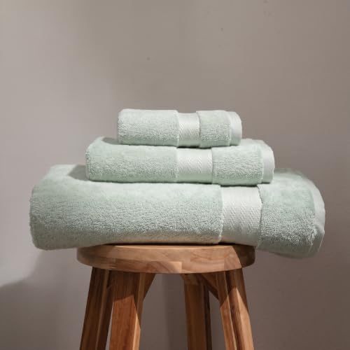 Fabdreams 100% Organic Cotton Bath Towel Set of 3 700 GSM Hotel Premium Plush Absorbent Soft Durable Skin-Friendly Spa Quality Bathroom Comfort with 1 Bath 1 Hand Towels and 1 Wash Cloths Green - color: Green, size: 3-Piece Towel Set
