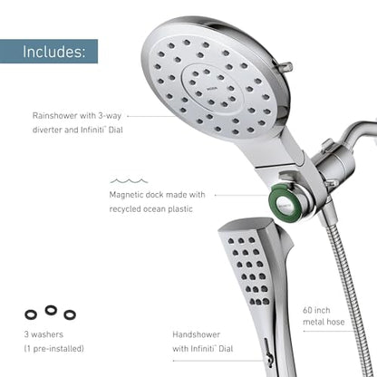 Moen Verso Chrome Round Rain Shower Head and Detachable Handshower Combination with Magnetix Docking System and 60-inch Metal Hose, 220C2 - color: Chrome
