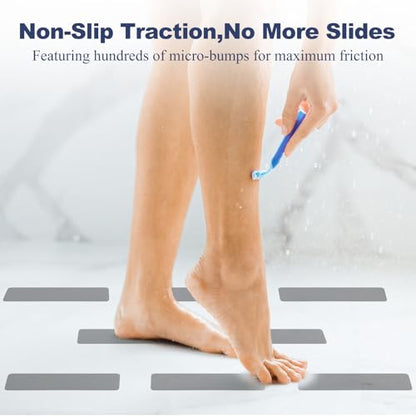 56 PCS Shower Floor Non Slip Stickers with Strong Adhesive, Invisible & Durable Anti Slip Shower Stickers with Scraper for Bath Tub, Pools and Stairs，Gray