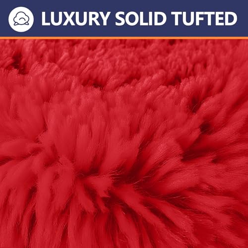 Soft Microfiber Toilet Lid Cover 17.5" x 15" Machine Washable | Solid Toilet Seat Cover Adjustable Rubber Backing Fits Most 16 -17.5" L x 14-16" W Round Oblong and Elongated Toilet Seat - color: Red