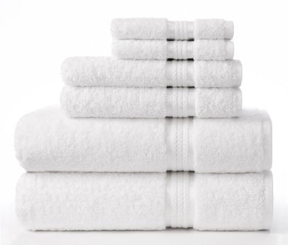 COTTON CRAFT Ultra Soft 6 Piece Towel Set - 100% Cotton Towels - White | Absorbent 580 GSM Quick Dry Everyday Premium Luxurious Bathroom Towels - 2 Large Bath Towels, 2 Hand Towels, 2 Washcloths - color: White, size: 6 Piece Towel Set