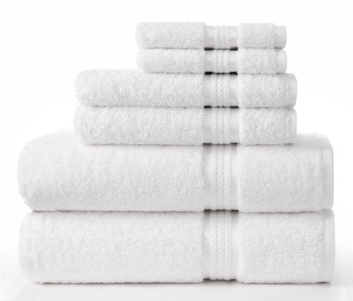 COTTON CRAFT Ultra Soft 6 Piece Towel Set - 100% Cotton Towels - White | Absorbent 580 GSM Quick Dry Everyday Premium Luxurious Bathroom Towels - 2 Large Bath Towels, 2 Hand Towels, 2 Washcloths - color: White, size: 6 Piece Towel Set
