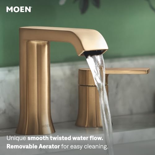 Moen Genta LX Bronzed Gold Two-Handle High Arc Widespread Bathroom Sink Faucet, for 3-Hole Setups, Valve Included, TV6708BZG - color: Bronzed Gold