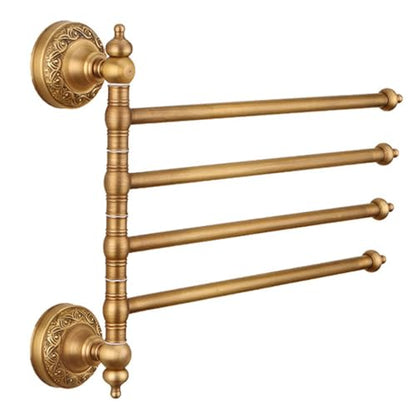 ZHOUXIAO All Brass Swing Out Towel Bar Holder Wall-Mounted/Gold Swivel Towel Rack Hanger Organizer for Bathroom,Kitchen,Brushed Towel Bar Folding Arm Swivel Hanger Bathroom S A