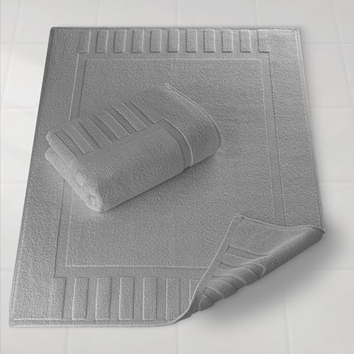 White Classic Luxury Bath Mat Floor Towel Set - Absorbent Cotton Hotel Spa Shower/Bathtub Mats [Not a Bathroom Rug] 22"x34" | 2 Pack | Light Grey - color: 02: Light Grey
