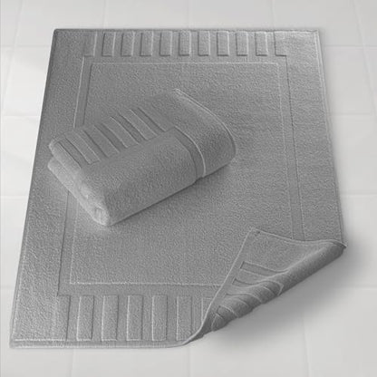 White Classic Luxury Bath Mat Floor Towel Set - Absorbent Cotton Hotel Spa Shower/Bathtub Mats [Not a Bathroom Rug] 22"x34" | 2 Pack | Light Grey - color: 02: Light Grey