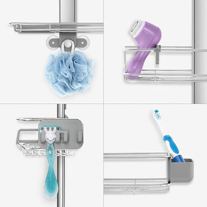 simplehuman Adjustable and Extendable Shower Caddy Large, Stainless Steel and Anodized Aluminum - style: Large