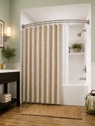 Utopia Alley Signature Aluminum Series Double Curved Shower Curtain Rod, Adjustable 45-72 Inch, Rustproof Aluminum, Dual Rod Design, Separates Curtain & Liner, Adds 8 Inches More Space, Brushed Nickel - color: Brushed Nickel