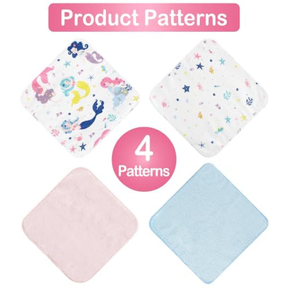 Baby Washcloths, 24Pack Baby Wash Cloths Extra Soft & Ultra Absorbent, Baby Towels and Washcloths Face Towels for Unisex Boys Girls Body, Washclothes Gentle on Sensitive Skin, 9x9 Mermaid - color: Mermaid
