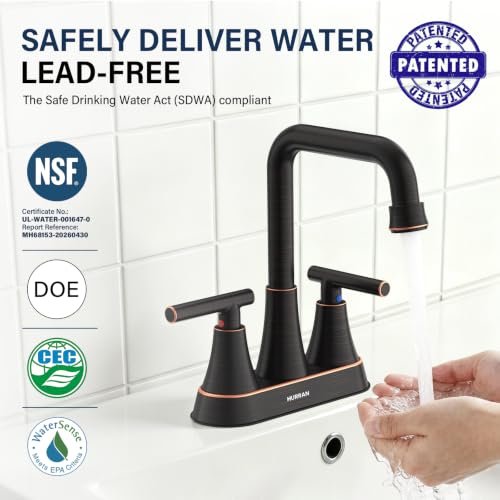 Oil Rubbed Bronze 4 inch Centerset Bathroom Faucets for Sink 2 Hole | Bathroom Sink Faucet with Pop-up Drain and Supply Lines, Stainless Steel 2-Handle Centerset Faucet for Vanity RV Restroom - color: Oil Rubbed Bronze X2