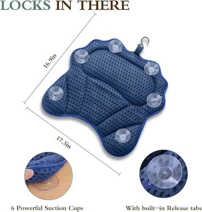 Bath Pillow RUVINCE Ergonomic Luxury Bathtub Pillow with Head,Neck, Shoulder and Back Support, 4D Bath Pillows for tub with 6 Powerful Suction Cups, Fits All Bathtub, Spa Tub, Hot Jacuzzi (Dark Blue) - color: Dark Blue