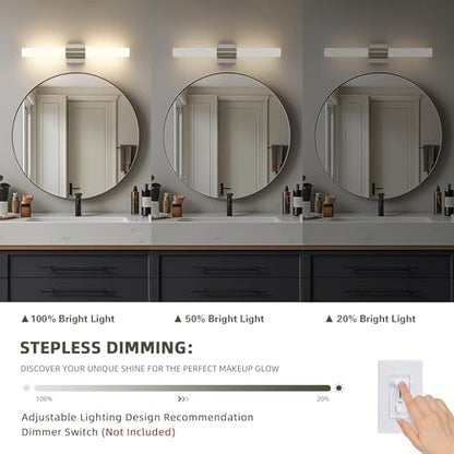 Brushed Nickel Bathroom Light Fixture 5CCT Dimmable 18W Led Bathroom Vanity Lights Over Mirror Modern Bath Lights for Mirror - size: 23.62 in-18W-5CCT