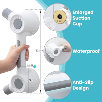 TAILI Shower Grab Bars,Shower Handles,Super Strong Adhesive,350lbs,Grey | Fits Microcrack Tile,Safety for Bathtubs,Toilet,Elderly&Seniors,Bathroom Grip Rails,No Drilling Removable Waterproof,12.8" - style: 1 Pack-Adhesive