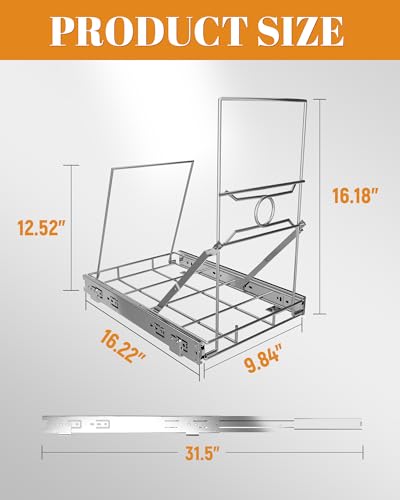 Pull Out Trash Can Under Cabinet, Under Sink Slider for 7-11 Gal Bins | Heavy Duty Sliding Garbage Can Organizer with Smooth Slides, Requires 12.5"W x 17.5"H Opening, Sliver(Trash Can Not Included) - color: Silver