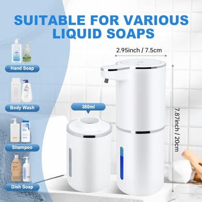 Automatic Soap Dispenser Touchless, Liquid Hand Soap Dispenser for Bathroom | Adjustable Volume for Thick & Thin Liquid, USB Rechargeable Electric Hands Free Dish Soap Dispenser for Kitchen