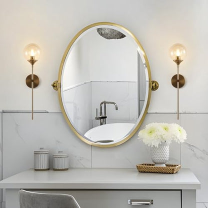 KCO 2 Pack Modern Brass Gold Amber Glass Globe Wall Sconce with Long Rod | E26 Base, Up/Down Mounted, Hardwired Mid Century Wall Light Fixture for Bedroom Reading Bathroom Vanity Hallway Living Room - color: Amber