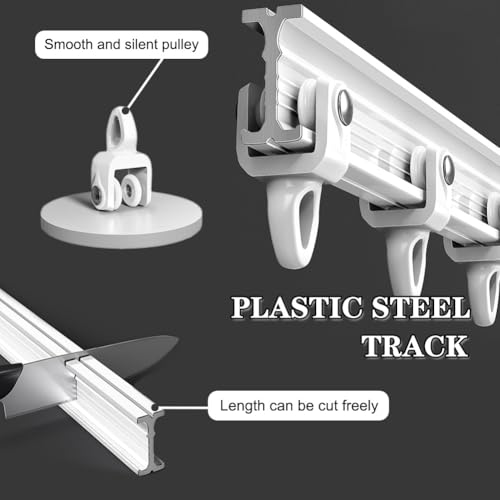 Flexible Bendable Curtain Track Ceiling Or Wall Mount Curtain Rail for Bay Window Room Divider RV Shower Curtain 220/280/350/450/500cm Curved Curtain Rod(8.3 FT) - size: 8.3 FT