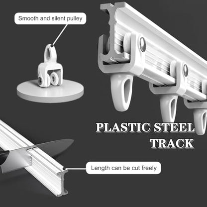 Flexible Bendable Curtain Track Ceiling Or Wall Mount Curtain Rail for Bay Window Room Divider RV Shower Curtain 220/280/350/450/500cm Curved Curtain Rod(9.6 FT) - size: 9.6 FT