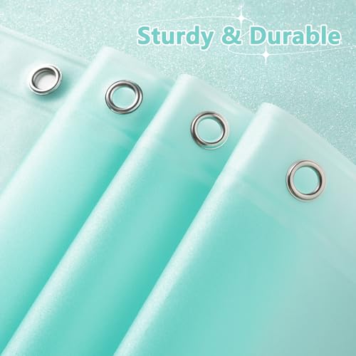 Seenus Teal Glitter PEVA Shower Stall Curtain 54 x 72 inch, Waterproof Plastic Sparkle Shower Curtain Liner with 3 Large Magnets, Dreamy Shimmery Narrow Bathroom Shower Curtain Aqua Green - color: Glitter Teal, size: 54"W x 72"L (Pack of 1)