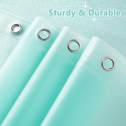 Seenus Teal Glitter PEVA Shower Stall Curtain 54 x 72 inch, Waterproof Plastic Sparkle Shower Curtain Liner with 3 Large Magnets, Dreamy Shimmery Narrow Bathroom Shower Curtain Aqua Green - color: Glitter Teal, size: 54"W x 72"L (Pack of 1)