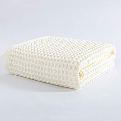 Cotton Material Waffle Bath Towel Soft Absorbent Towel for Bathroom Hotel Household Quick Drying(Beige 34 x 74cm) - size: Beige 34 x 74cm