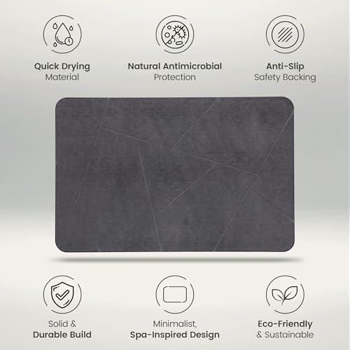 Quick Dry Shower Stone Bath Mat, Super Absorbent & Non-Slip 24 x 16 Inch Diatomaceous Earth Mat, Durable & Easy to Clean Diatomite Bath Mat for Bathroom Floor/Kitchen (River Silt) - color: River Silt