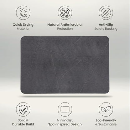 Quick Dry Shower Stone Bath Mat, Super Absorbent & Non-Slip 24 x 16 Inch Diatomaceous Earth Mat, Durable & Easy to Clean Diatomite Bath Mat for Bathroom Floor/Kitchen (River Silt) - color: River Silt
