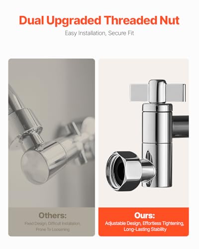VEVOR Shower Head Extension Arm, 11 Inches, Brass Shower Arm Extender with Flexible Adjustable Angle Height, Chrome Finish, G1/2 Universal Thread Connector Compatible, for Rain & Handheld Showerhead - size: 11''