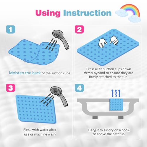 Silicone Push Pop Bath Mat – 33"x17.3" Extra Large Rainbow Bathtub Mat with 391 Suction Cups, CPC Certified Non-Slip Sensory Toy, Calming Stress Relief for Bath Time - color: 33x17.3"--rainbow