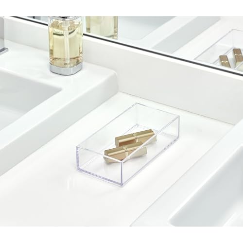 iDesign Stackable Makeup Drawer Organizer, Set of 3, Clear | Vanity Organizer, Desk Organizer - color: Clear, style: Pack of 3