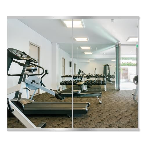 Home Gym Mirror, 48''x28''x2PCS Silver Wall Mounted | Large, Frameless, Tempered Glass, For Home Gym, Garage, Bedroom, Bathroom - size: 48''x28''x2PCS