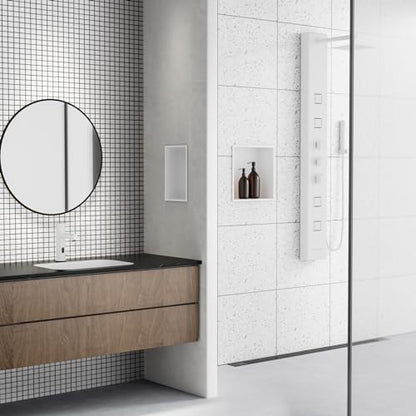 Achelous Stainless Steel Insert Shower Niche 12" X 12" NO Tile Needed, Bathroom Wall Recessed Shelf Organizer, Wall-inserted Caddy, Matte White - color: Matte White, size: 12" X 12"