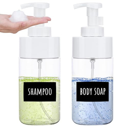 Segbeauty 16.9oz Clear Foam Soap Dispenser, 2pcs Refillable Plastic Foaming Hand Soap Dispenser, 500ml Empty Bathroom Foam Pump Dispensers Set Foaming Pump Bottle for Shampoo Lotion Liquids - color: Clear