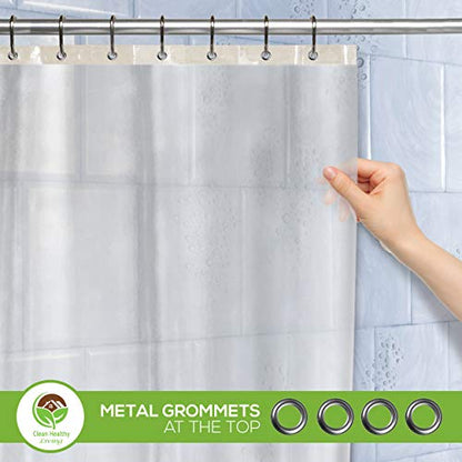 PEVA Shower Curtain Liner, Frost, 96 x 71 in, Premium | Premium PEVA shower liner, Frost, 96 x 71 in; magnets and suction cups help reduce shifting along the tub or shower. - color: Frost