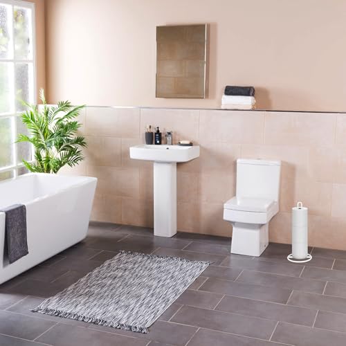 Toilet Paper Holder Stand, OBODING, White Freestanding Toilet Paper Holder for Storing 3 Rolls of Toilet Papers (White) - color: White