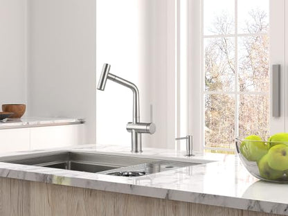 AS06BN Brushed Nickel Bar Faucet or Prep Kitchen Sink Faucet with Pull Down Sprayer and Single Handle - color: Brushed Nickel, style: Modern