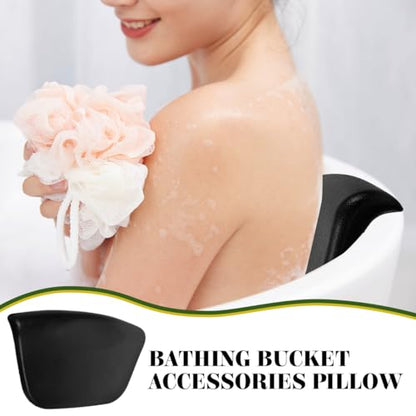 Healifty Bath Pillow for Tub with Suction Cups Removable Pu Headrest Cushion Neck and Back Support Waterproof Spa Pillow for Relaxing Soak 4.1 X 2.4 Inch