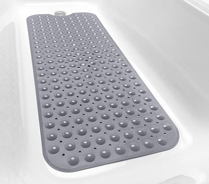 Extra-Long Non-Slip Bathtub & Shower Mat 39”x16” (Smooth/Non-Textured Tubs Only) Safe, Clean, Machine-Washable, Superior Grip&Drainage, Vinyl, Opaque Gray (Grey) - color: Opaque Gray (Grey), size: 39" x 16" (Rectangular)
